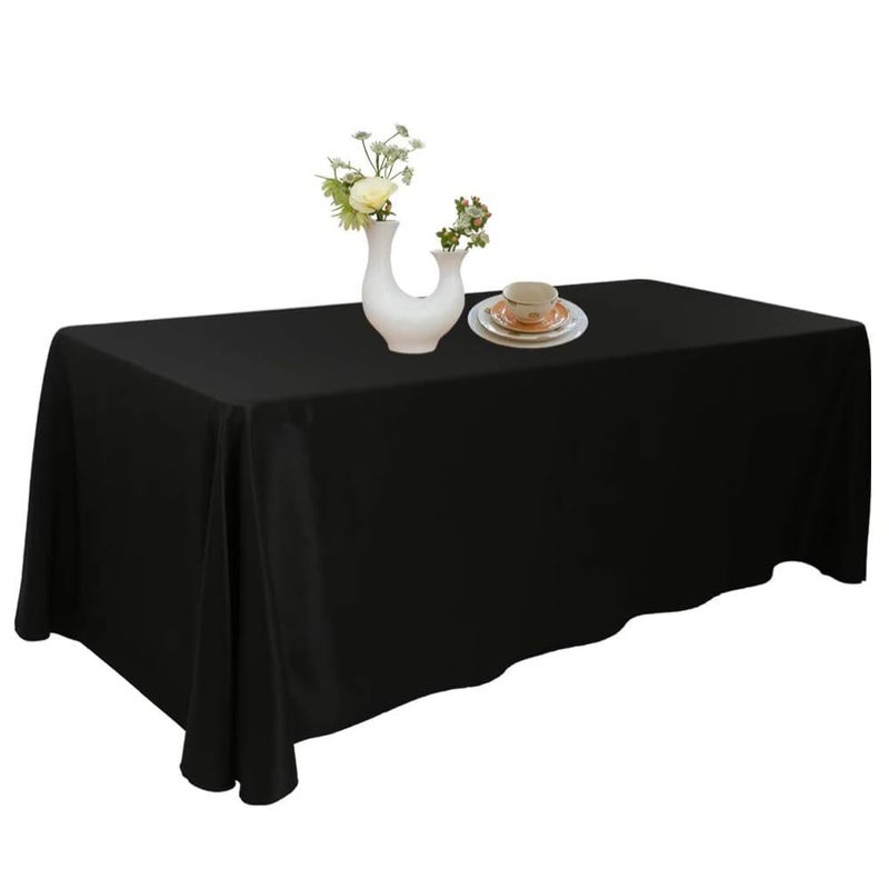 Urby Urby Black Tablecloth for 68ft Rectangle Tables That Seats 68 Person Manteles de Mesa De Tela para Fiestas de 68 Sillas Machine Washable Reusable Polyester Table Cloths