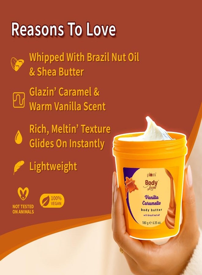بلوم زبدة الجسم برائحة الفانيليا والكراميل من بلوم بودي لوفين | زبدة الشيا وزيت الجوز البرازيلي لترطيب عميق | غير دهني وخفيف الوزن | بشرة ناعمة كالحرير، ملساء ومرطبة | للبشرة الجافة إلى شديدة الجفاف | فانيليا وكراميل مملح | 180 غرام - Image 4