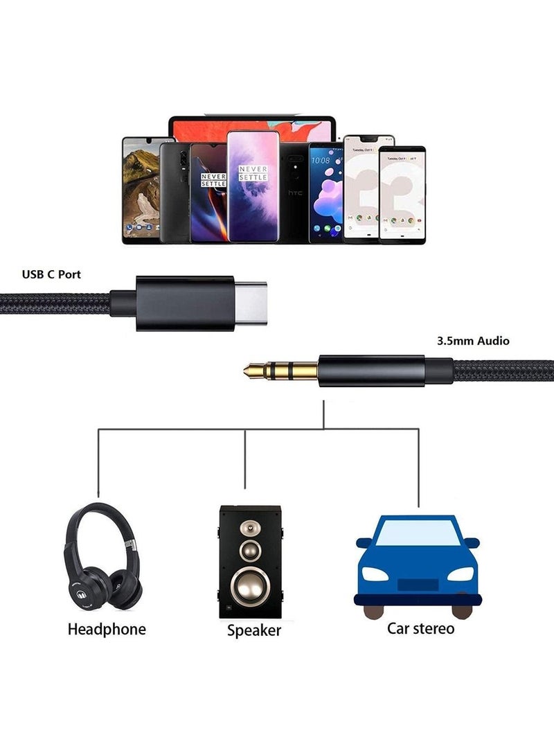 GO-DES GAC-309 USB-C To 3.5mm Aux Digital Audio Cable For Type-C Mobile Nylon Braided Wire 1 Meter Black - Image 3