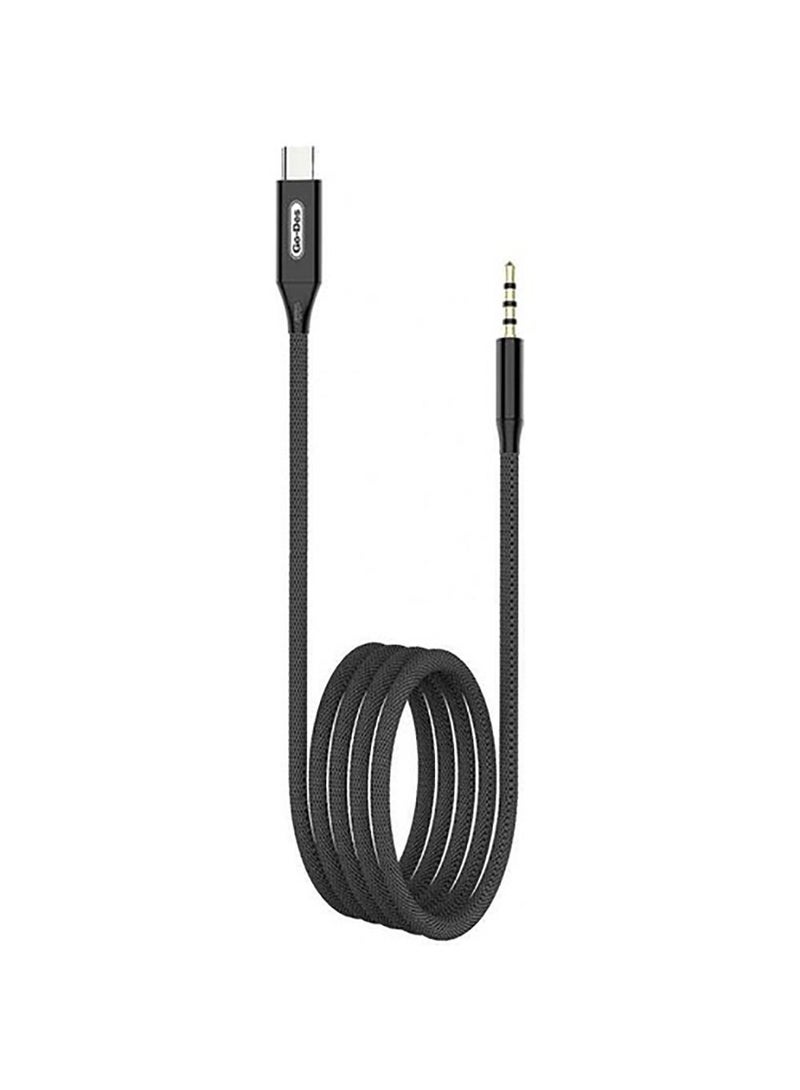 GO-DES GAC-309 USB-C To 3.5mm Aux Digital Audio Cable For Type-C Mobile Nylon Braided Wire 1 Meter Black - Image 1