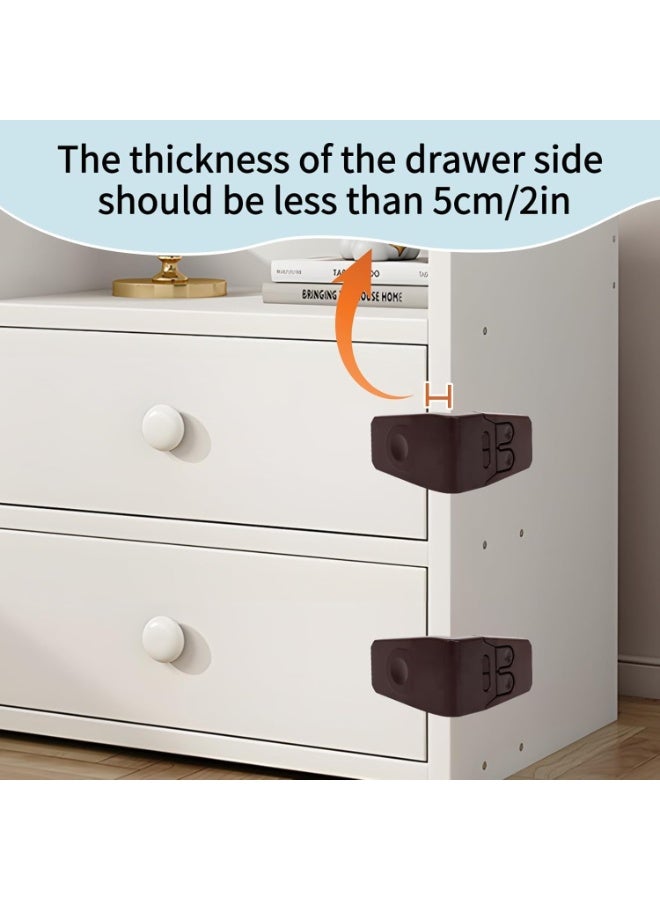 Bukela Cabinet Locks for Babies,8 Pack Child Proof Cabinet Locks Child Safety Locks for Cabinets Baby Proofing Angle Type Drawer Locks Latches with Strong Adhesive for Drawers Doors Cabinets (Brown) - Image 3
