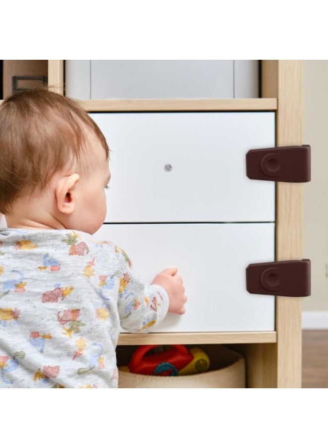 Bukela Cabinet Locks for Babies,8 Pack Child Proof Cabinet Locks Child Safety Locks for Cabinets Baby Proofing Angle Type Drawer Locks Latches with Strong Adhesive for Drawers Doors Cabinets (Brown) - Image 5