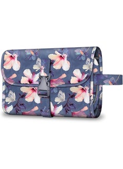 Fintie Fintie Portable Toiletry Cosmetic Travel Bag, Large Water Resistant Hanging Makeup Organizer Storage Pouch Case for Women Girls (Blooming Hibiscus) 
