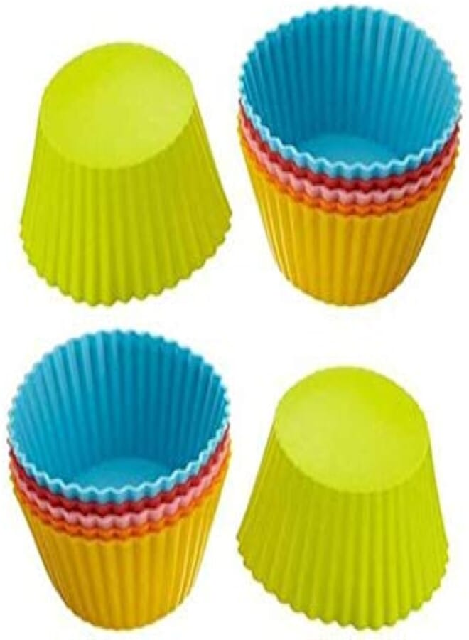 Pantry Elements Silicone Cupcake Liners/Baking Cups - 12 Vibrant Muffin Molds