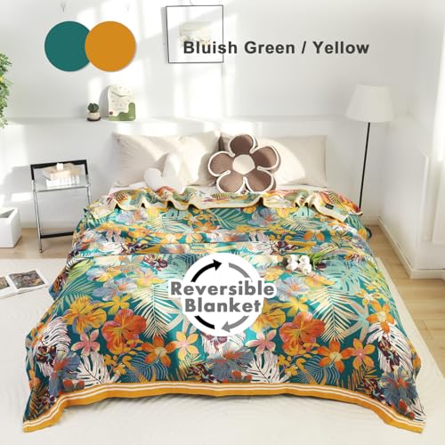 MSGKV Boho Throw Blanket for Couch and Sofa Cotton Blankets for Living Room Bedroom Reversable Florals Throw 60"x80" Breathable Cozy Blankets - Image 2