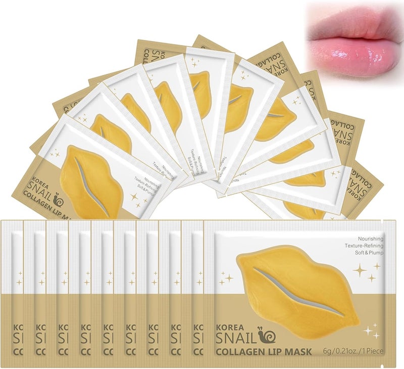 Golden Collagen Lip Mask 20 Pcs Overnight Lip Sleeping Mask Dark Lips Treatment for Lip Lightening Brightening Anti Wrinkle Hydrating Lip Care Individually Wrapped