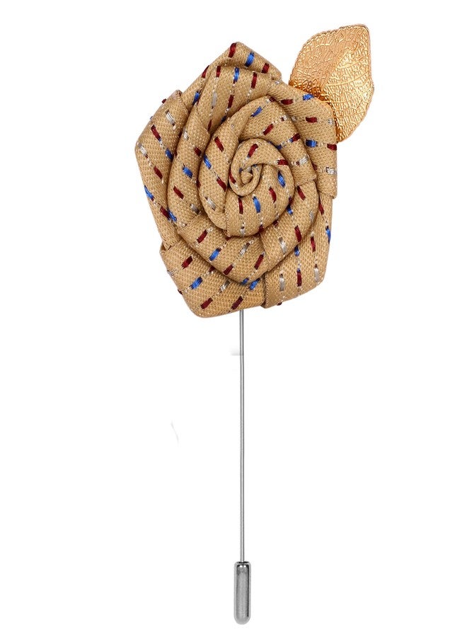 Peluche Floral Pentagon - Cream Colored Brooch/Lapel Pin for Men - Image 1