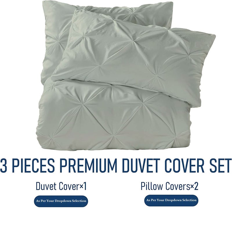 Crown Collection Luxuriate Hotel 1000-TC Hypoallergenic Ultra Soft 100% Egyptian Cotton 98x108 inch Super King Size Silver Solid Pinch Plated Duvet Cover with Zipper Colser & 2pcs Pillow Case Set - Image 5