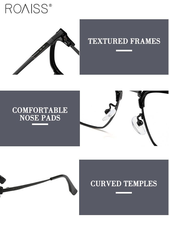 roaiss Men's Blue Light Blocking Sunglasses Anti UV and Glare Blue Light Filter Computer Glasses Rectangular Color Changing Anti Eyestrain Headache Eyewear Black  - Image 5