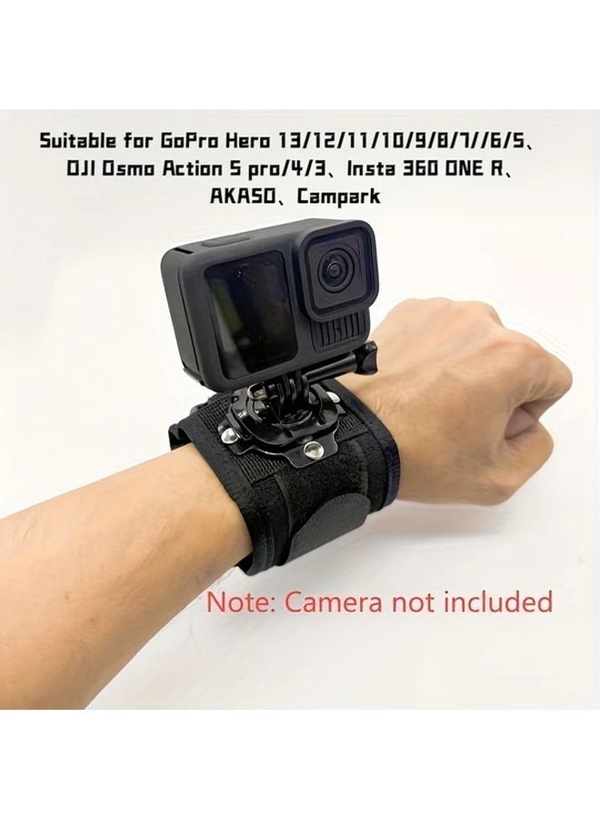 حامل سوار الكاميرا الرياضية القابل للدوران الأسود - دوران 360 درجة - متوافق مع GoPro - Image 1