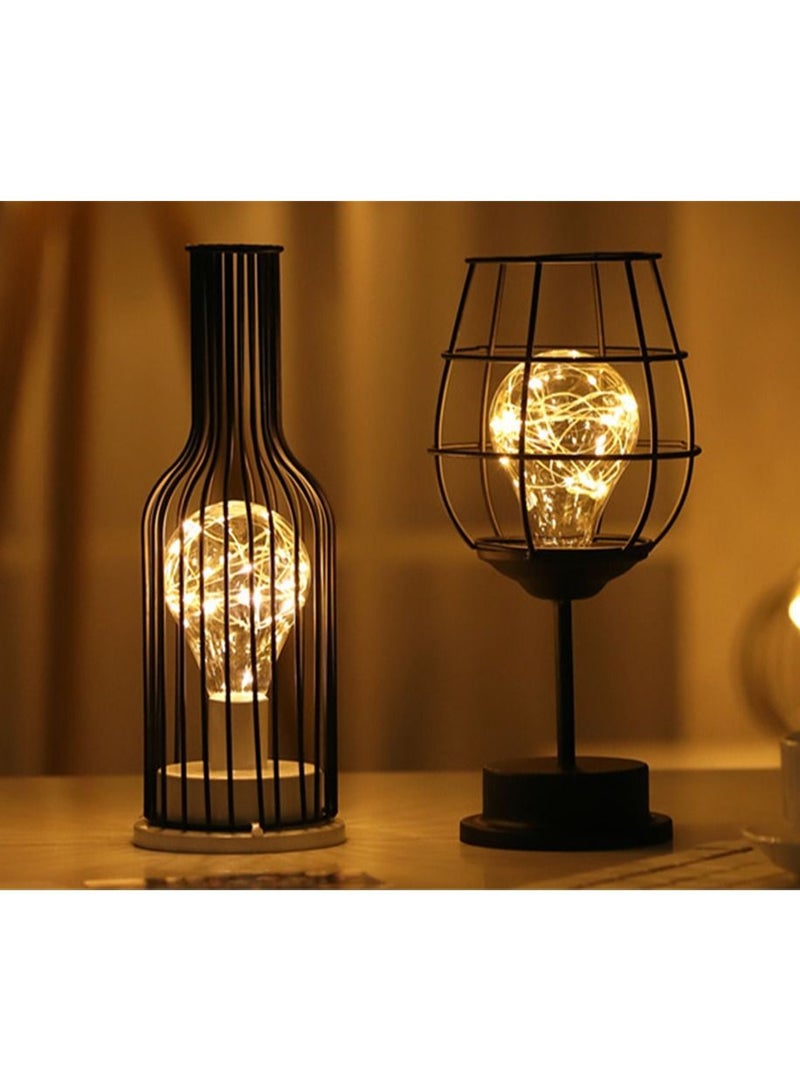 Loquat 2 قطع من الأضواء الزخرفية الحديدية النوردية مع سلك نحاسي LED للأضواء الليلية الزخرفية