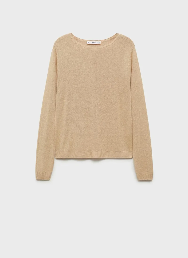 MANGO Linen Blend Boat Neck Sweater
