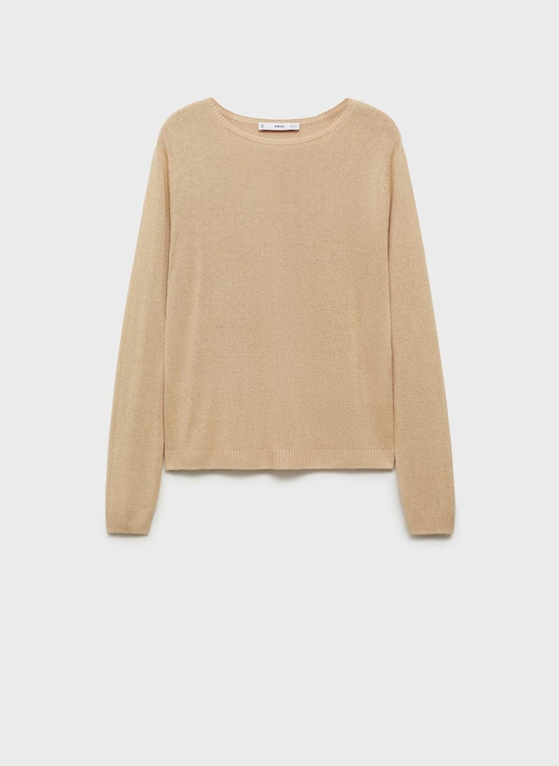 MANGO Linen Blend Boat Neck Sweater  - Image 5