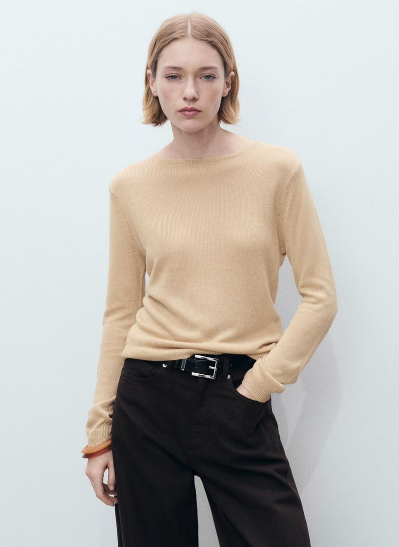 MANGO Linen Blend Boat Neck Sweater  - Image 1