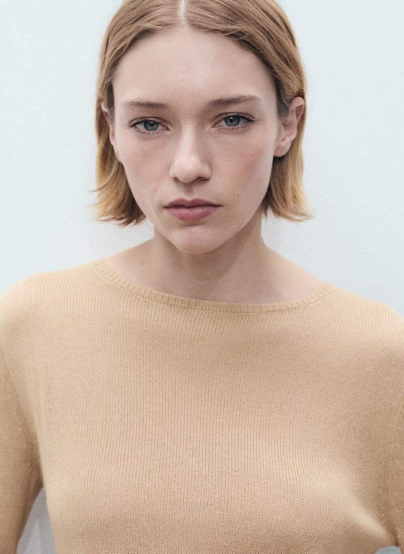 MANGO Linen Blend Boat Neck Sweater  - Image 3