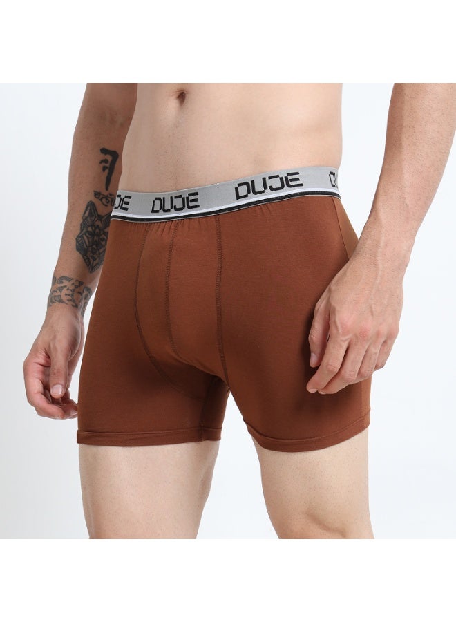 DUJE Men’s Classic Trunk Lycra (1-Piece – Brown) | 95% Cotton 5% Spandex | Stretchable, Breathable, Sweat-Absorbing, Anti-Bacterial & Odour-Free Premium Innerwear - Image 2