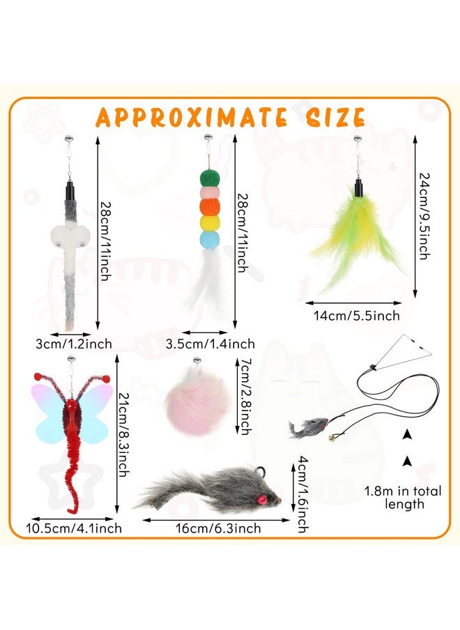Charniol - 8 Pcs Doorway Cat Toys Indoor Feather Cat Toys Door Hanger Cat Toys Interactive Hanging Cat Toys Dragonfly Little Mouse Toys Retractable Cat Teaser Toys Kitten Toys for Play, 6 Styles (Cute Style) - Image 1