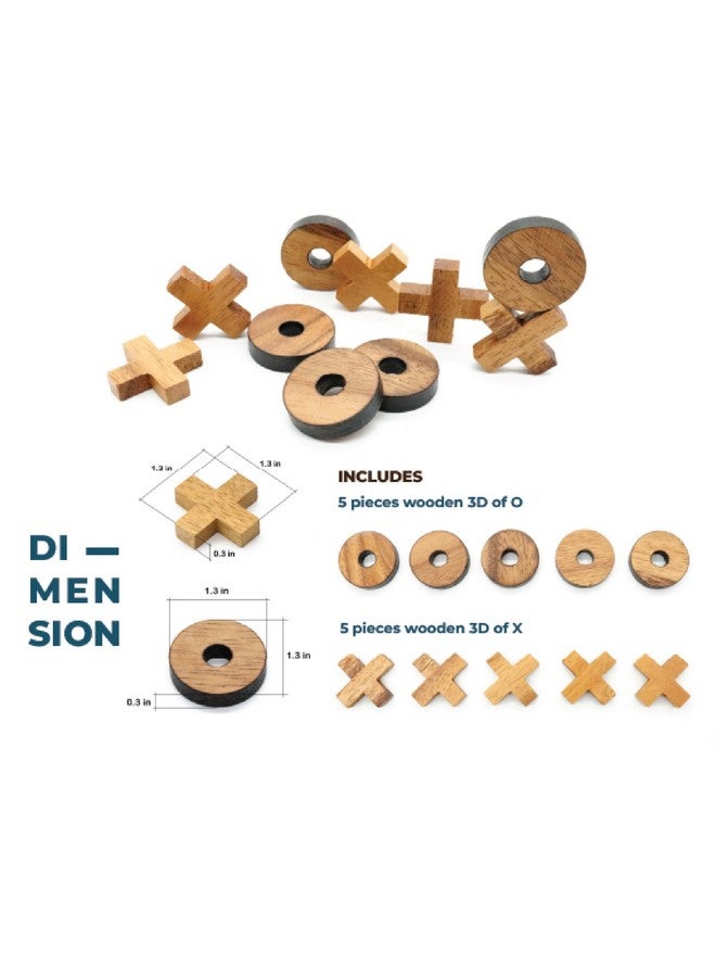 BSIRI Tic Tac Toe Wooden Board Games (Only X O Pieces) Unique Gifts Fun Gifts For Kids And Adults And Use As Living Room Rustic Table Decor Ideal For Coffee Table Decor - Image 5