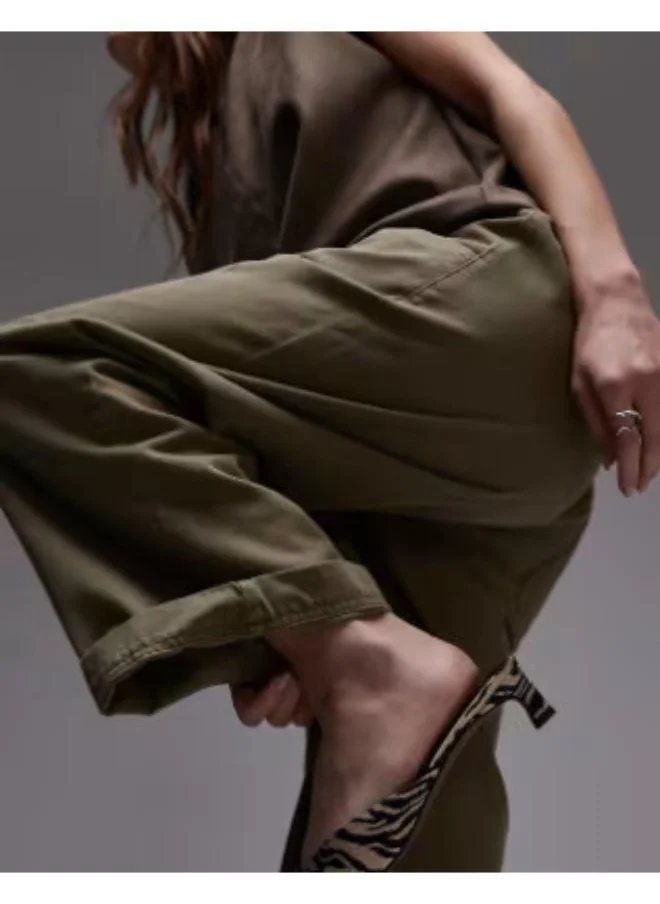 توب شوب Plain Drawstring Straight Leg Trouser