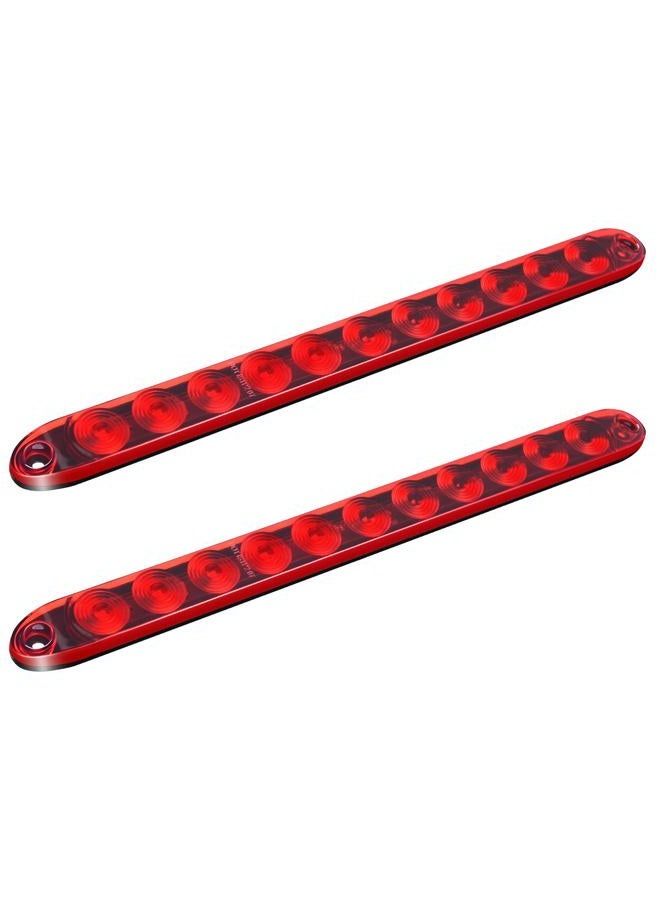 MICTUNING 2PCS 16 inches 11 LED Red Trailer Light Bar - Waterproof Sealed Park Turn Signal Light Tail Brake Stop Bar Truck Trailer Marker ID Bar - Image 1