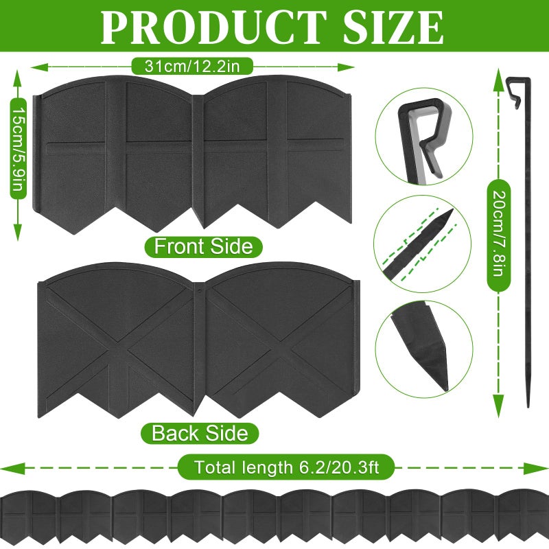 AMURS 20Ft Black Garden Edging Border 6 Inch Tall Landscape Edging with 20Pcs 7.8in Height Garden Stakes Decorative Edging for Landscaping Flower Bed Edging Borders Lawn Edging - Image 4