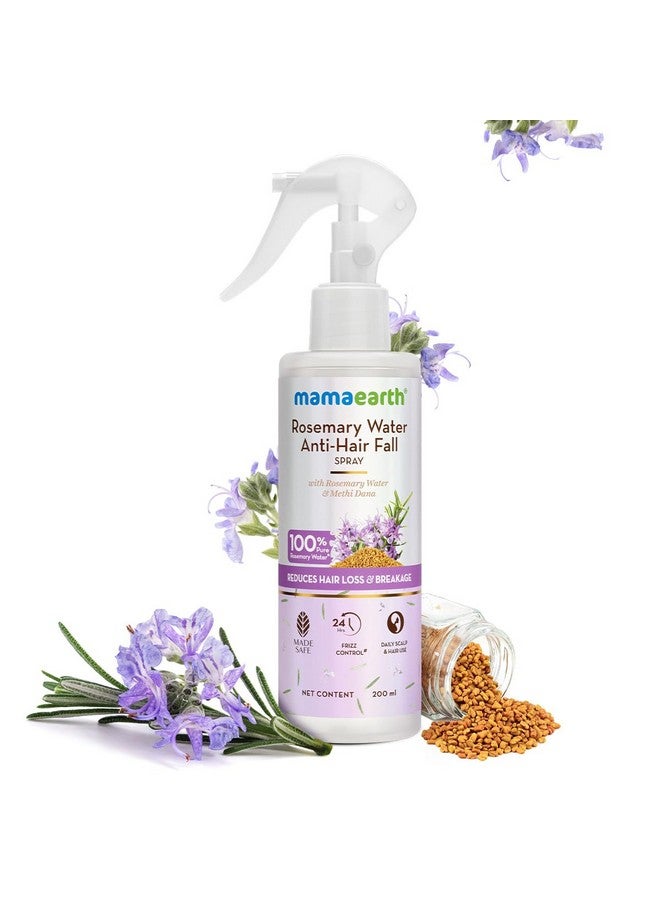 Mamaearth Rosemary Water Anti-Hair Fall Spray With 100% Pure Rosemary Water & Methi Dana 200Ml|Hair Growth,Stronger,Denser Hair|24Hr Frizz Control|Folligen Analupe, Fision Aquashield|Shiny,Smooth Hair - Image 2