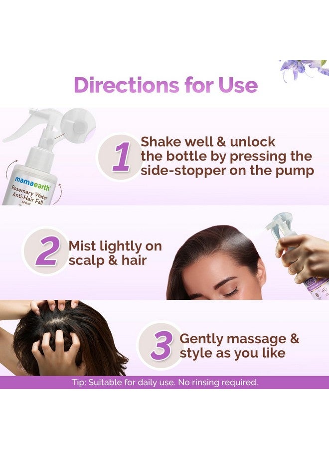 Mamaearth Rosemary Water Anti-Hair Fall Spray With 100% Pure Rosemary Water & Methi Dana 200Ml|Hair Growth,Stronger,Denser Hair|24Hr Frizz Control|Folligen Analupe, Fision Aquashield|Shiny,Smooth Hair - Image 5