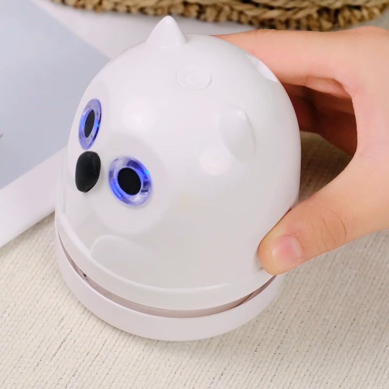 Hallocool Mini Crumb Vacuum Cleaner Owl Tabletop Crumb Sweeper Vacuum USB Recharging Craft Desk Vacuum Cleaner for Glitter Paper Scraps Eraser Crumbs Pencil Shavings Cookie Crumbs - Image 2