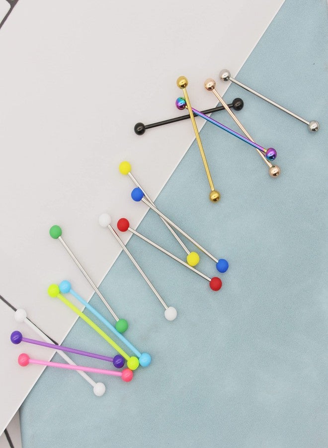 EVELICAL 30Pcs 14G Stainless Steel Industrial Barbell Earrings for Women Men Cartilage Helix Body Piercing Jewelry 38mm 1&1/2 Inch Piercing Bar Style A - Image 3