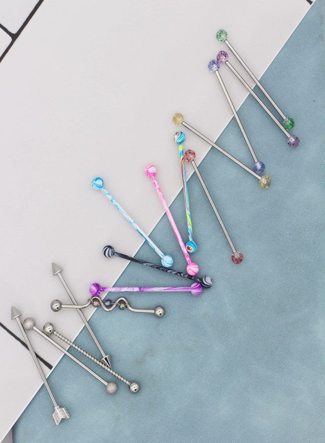 EVELICAL 30Pcs 14G Stainless Steel Industrial Barbell Earrings for Women Men Cartilage Helix Body Piercing Jewelry 38mm 1&1/2 Inch Piercing Bar Style A - Image 4