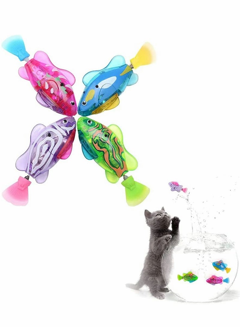 Colorful LED Robot Fish Toy for Cats and Kids Interactive Water Activation Bathtub Fun Gift Set 4 Pcs - Image 1