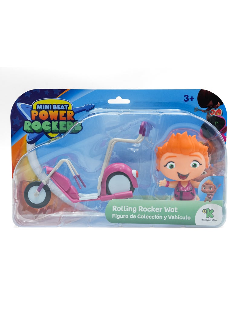 Discovery Kids Mini Beat Power Rockers Rolling Rocker Wat , Discovery Kids Official Static Figure with Motorcycle,Style Rocker , Bright Collectible Character with Vehicle , Safe for Toddlers Ages 3+ , Durable & Fun Preschool Toy