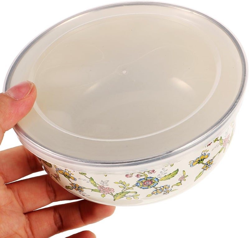 BESTonZON Enamel Bowls with Lids Mixing Bowls 5pcs Vintage Soup Bowls Retro Enamel Basin for Fruit Salad Pasta Dinner Kitchen 5 Size - Image 5