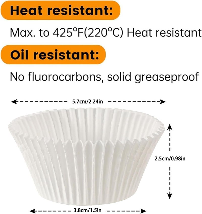 Hzyxgs Natural Cupcake Liners 500 Count,Non-stick Mini Cupcake Liners White Muffin Liners Greaseproof No Wrappers Baking Cups (Mini Size) - Image 2