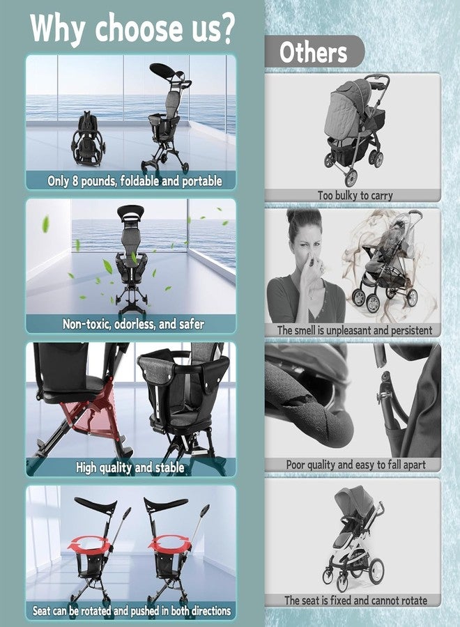 VIPREKHO Baby Stroller, Pram for Baby with 5 Point Safety Harness, Spacious Cushioned seat with Multi Level seat Recline, Easy Fold, Lightweight Baby Stroller | Pack of 1, Black - Image 3