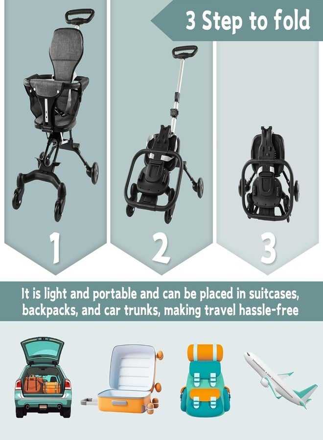 VIPREKHO Baby Stroller, Pram for Baby with 5 Point Safety Harness, Spacious Cushioned seat with Multi Level seat Recline, Easy Fold, Lightweight Baby Stroller | Pack of 1, Black - Image 4