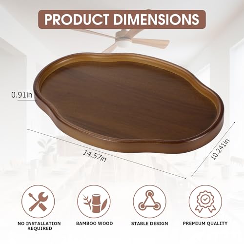 May Eileen Wood Serving Tray, Wooden Tray, 14.57 Inch Irregular Decorative Serving Trays Platters for Home,Party,Coffee Table,Dining Table & Countertop - Image 2