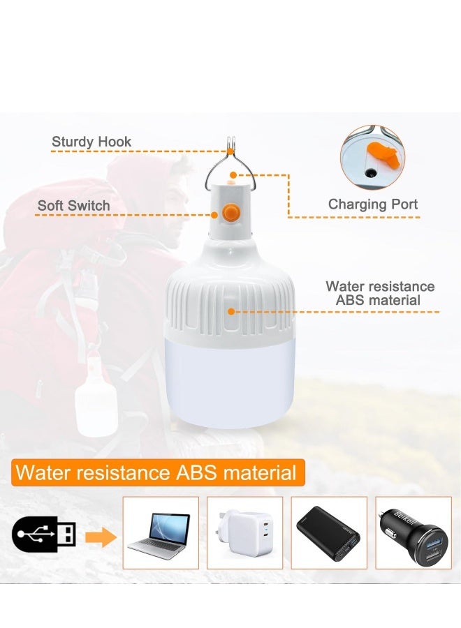 2 Pack LED USB Rechargeable Camping Lantern, 3 Modes Portable Light Bulb, Suitable for Emergency, Camping, Patio,Garden, BBQ, Hiking, Fishing - Image 2