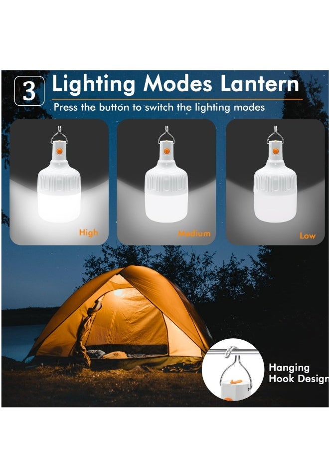 2 Pack LED USB Rechargeable Camping Lantern, 3 Modes Portable Light Bulb, Suitable for Emergency, Camping, Patio,Garden, BBQ, Hiking, Fishing - Image 4