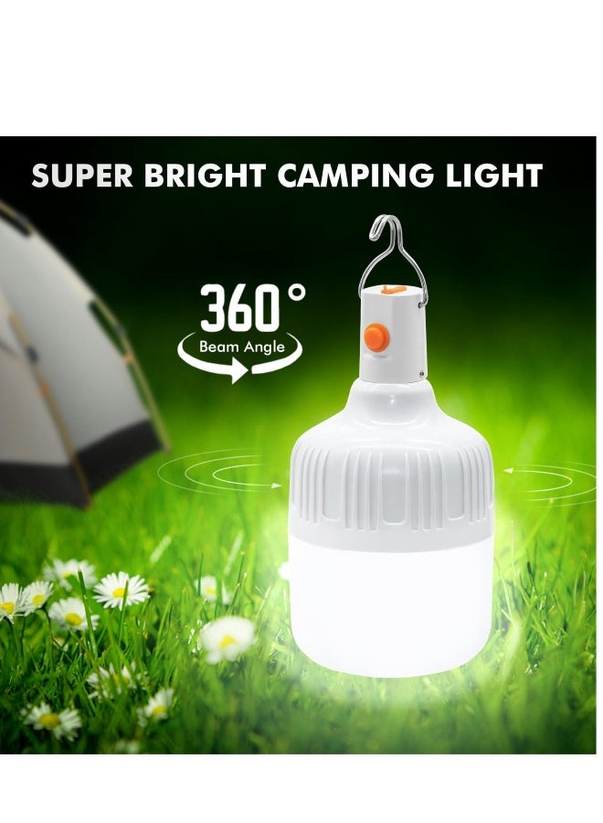 2 Pack LED USB Rechargeable Camping Lantern, 3 Modes Portable Light Bulb, Suitable for Emergency, Camping, Patio,Garden, BBQ, Hiking, Fishing - Image 1