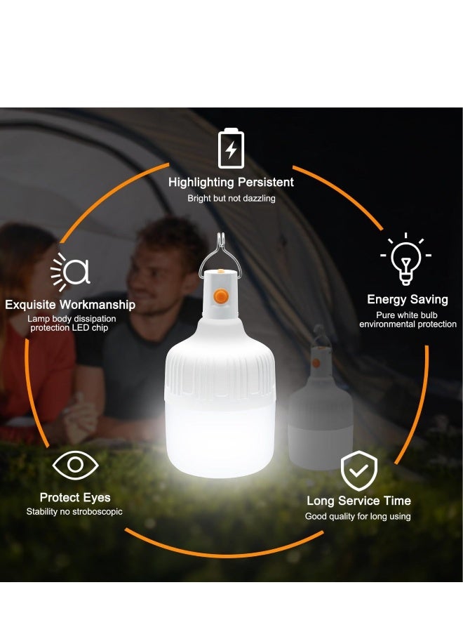 2 Pack LED USB Rechargeable Camping Lantern, 3 Modes Portable Light Bulb, Suitable for Emergency, Camping, Patio,Garden, BBQ, Hiking, Fishing - Image 3