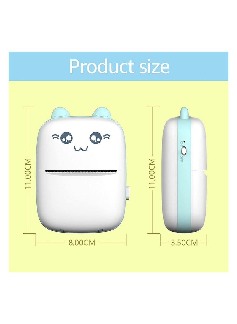 KASTWAVE Portable Printer, Mini Pocket Printer Wireless Bluetooth Thermal Printer with Thermal Printing Paper USB Cable for Note Photo Web Document Printing Label Receipt Study Home Office, Blue  - Image 4
