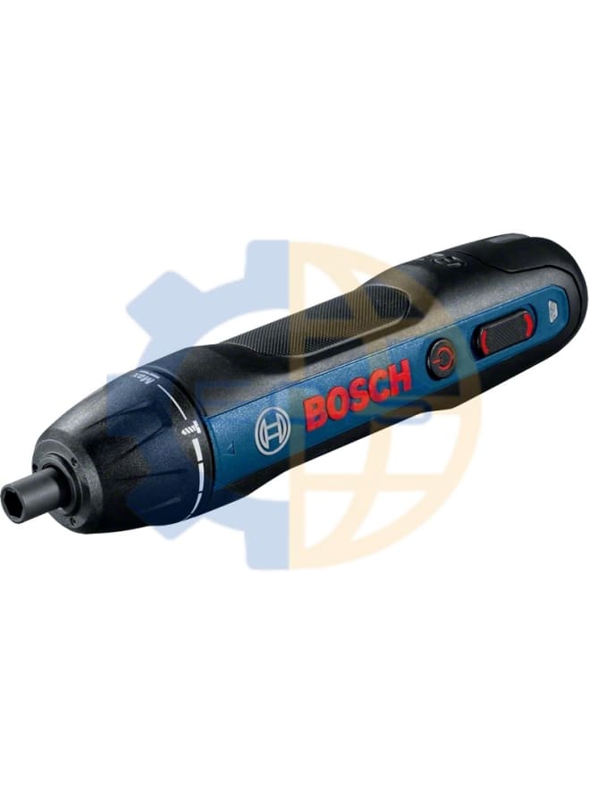 Bosch GO 3.6V battery, screwdriver, and 2 Bosch accessories