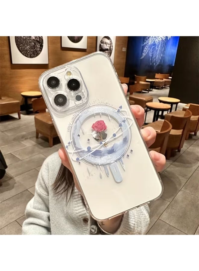 Temu Ocean waves, roses, cute cartoon design phone case, magnetic, compatible with iPhone 14 Pro Max - Image 2