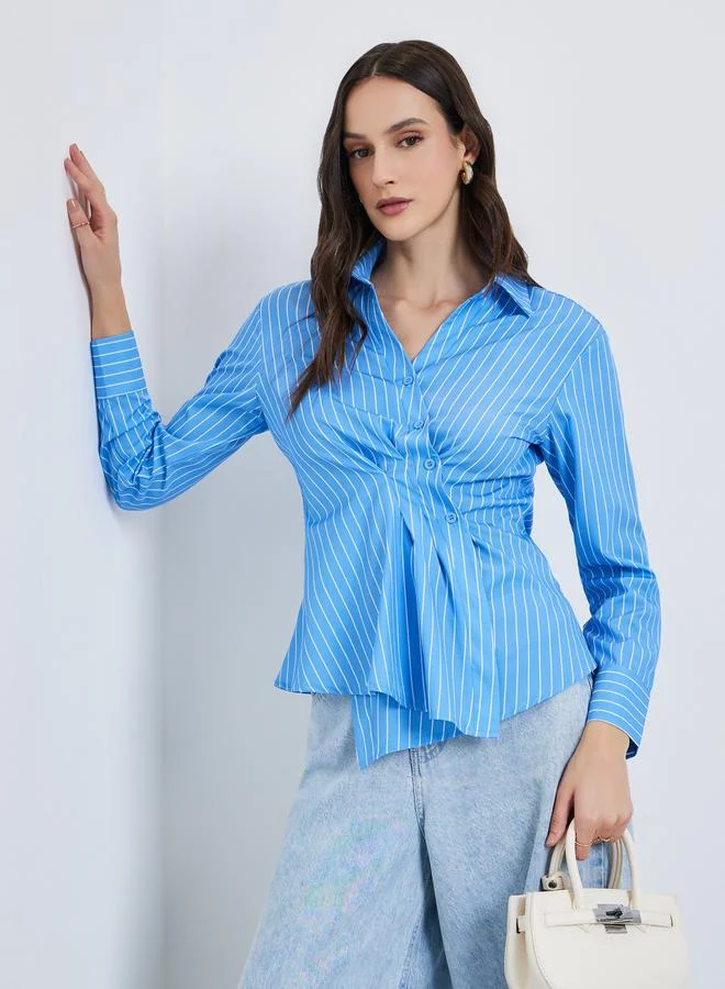 ستايلي بلوزة مخططة بنمط لف