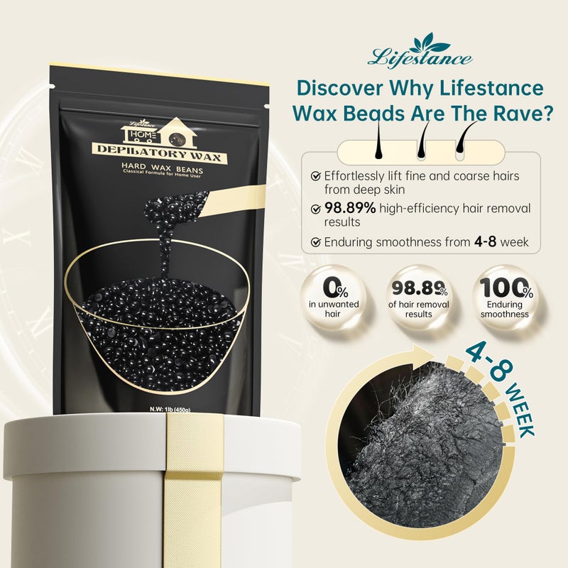 Lifestance Hard Waxing Beads for Large Areas - 1lb Blackberry Coarse Hair Removal for Underarm, Leg, Body, Brazilian Bikini at Home for Women and Men - Image 2