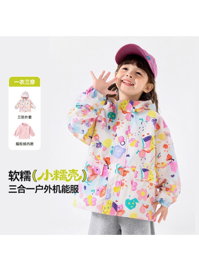 Doodle Home girls' Hooded Jacket - Kids' Windproof Coat, Toddler Layering Top, Trendy Children's Mountain Climbing Jacket For Autumn - Image 2