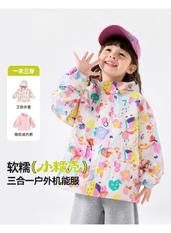 Doodle Home girls' Hooded Jacket - Kids' Windproof Coat, Toddler Layering Top, Trendy Children's Mountain Climbing Jacket For Autumn - Image 1