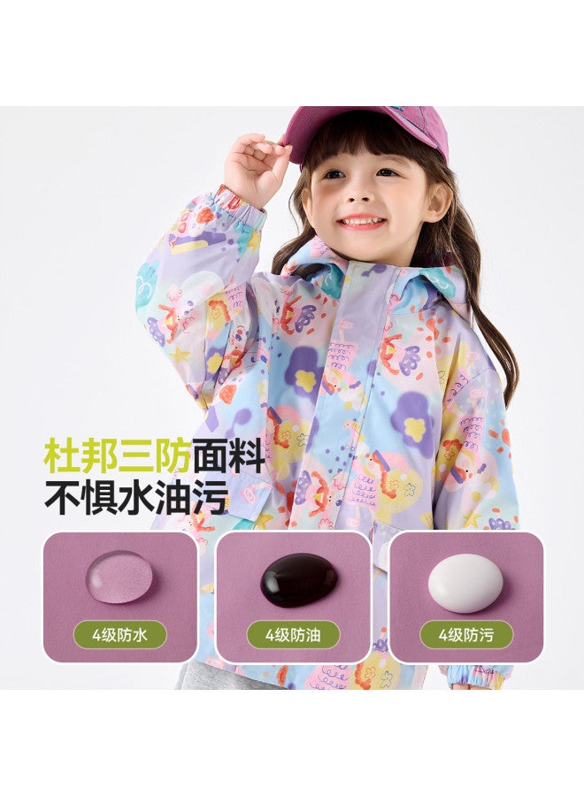 Doodle Home girls' Hooded Jacket - Kids' Windproof Coat, Toddler Layering Top, Trendy Children's Mountain Climbing Jacket For Autumn - Image 5