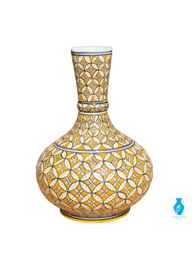 مزهرية زخرفية تركية سيراميكية مصنوعة يدويًا، 20 سم - Image 1